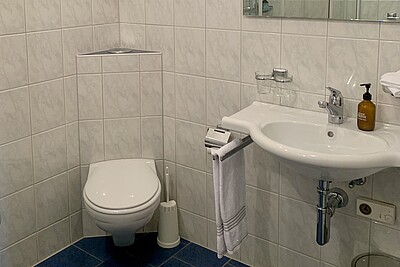 WC und Waschbecken im Standard Zimmer